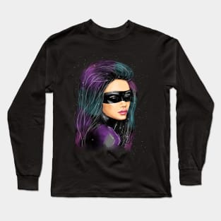 Beautiful cosmos girl on a black background. Long Sleeve T-Shirt